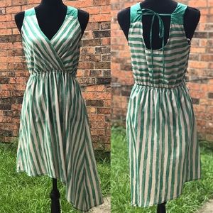 🌸Buy 1 Get 1 FREE🌸Blu Pepper Green Striped Asymmetrical Dress